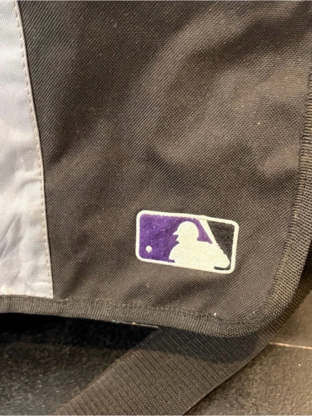 MLB Messenger Bag Black GrayMLB Messenger Bag Black Gray Stripe Adjustable Strap